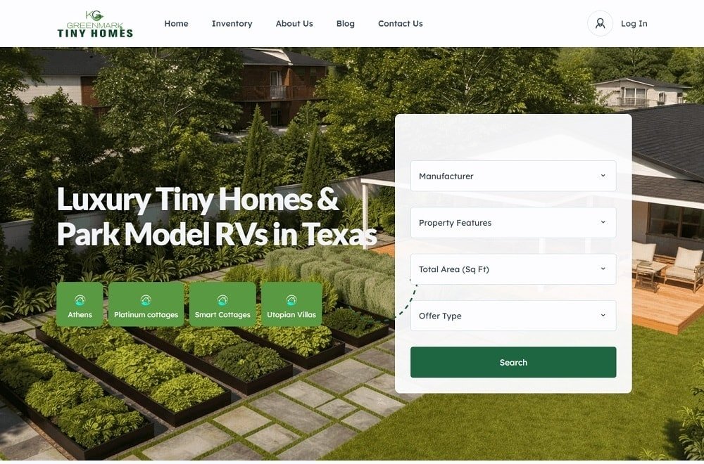 Greenmark Tiny Homes Real Estate Website Development