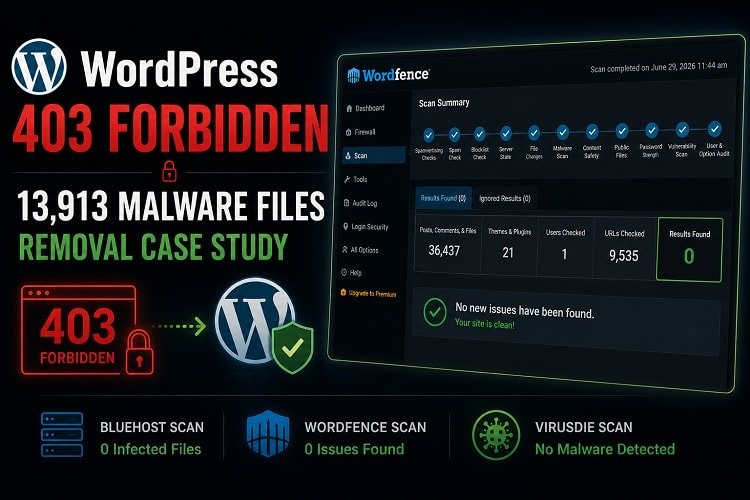 WordPress 403 Forbidden on Bluehost: A Complete Malware Removal Case Study